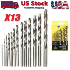 13Pcs HSS Titanium Coated Twist Drill Bit Set 1.5-6.5mm Hex Shank For wood Metal