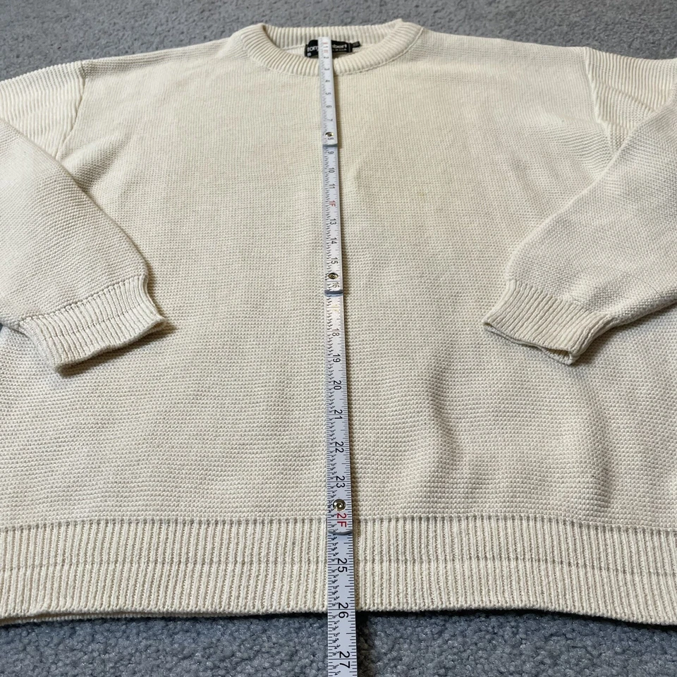 Suéter De Colección Años 80 Tony Lambert EE. UU. Para Hombres M Pullover Algodón Marfil Cuello Redondo Clásico Foto 4 de 4