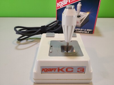 Boxed Kraft KC 3 Joystick for Apple IIe IIc IIgs IBM PC Cleaned Tested & Working