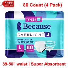 Incontinence Extra Absorbent Nighttime Briefs for Adult 80 Count (4 Packs of 20)