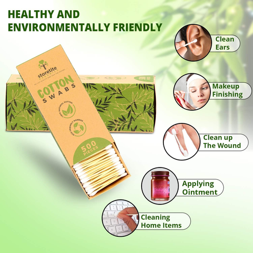 Organics, Biodegradable Bamboo Cotton Swabs - Buds for Ear Cleaning, Makeup, Pet - Picture 3 of 8