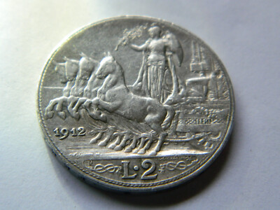 1912 2 Lire - Vittorio Emanuele III - Italien - Silber 0,835 - Niveau: vz