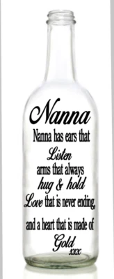 Vinyl Decal Sticker for Wine bottle diy NAN, NANNA ,GRAN has ears that listen - Image 1 of 2