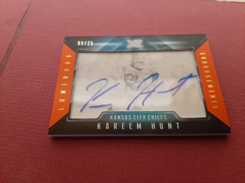 2017  Kareem Hunt Rookie-Panini-XR Luminious Endorsements Auto ORANGE #xx/25 - Image 2 of 4