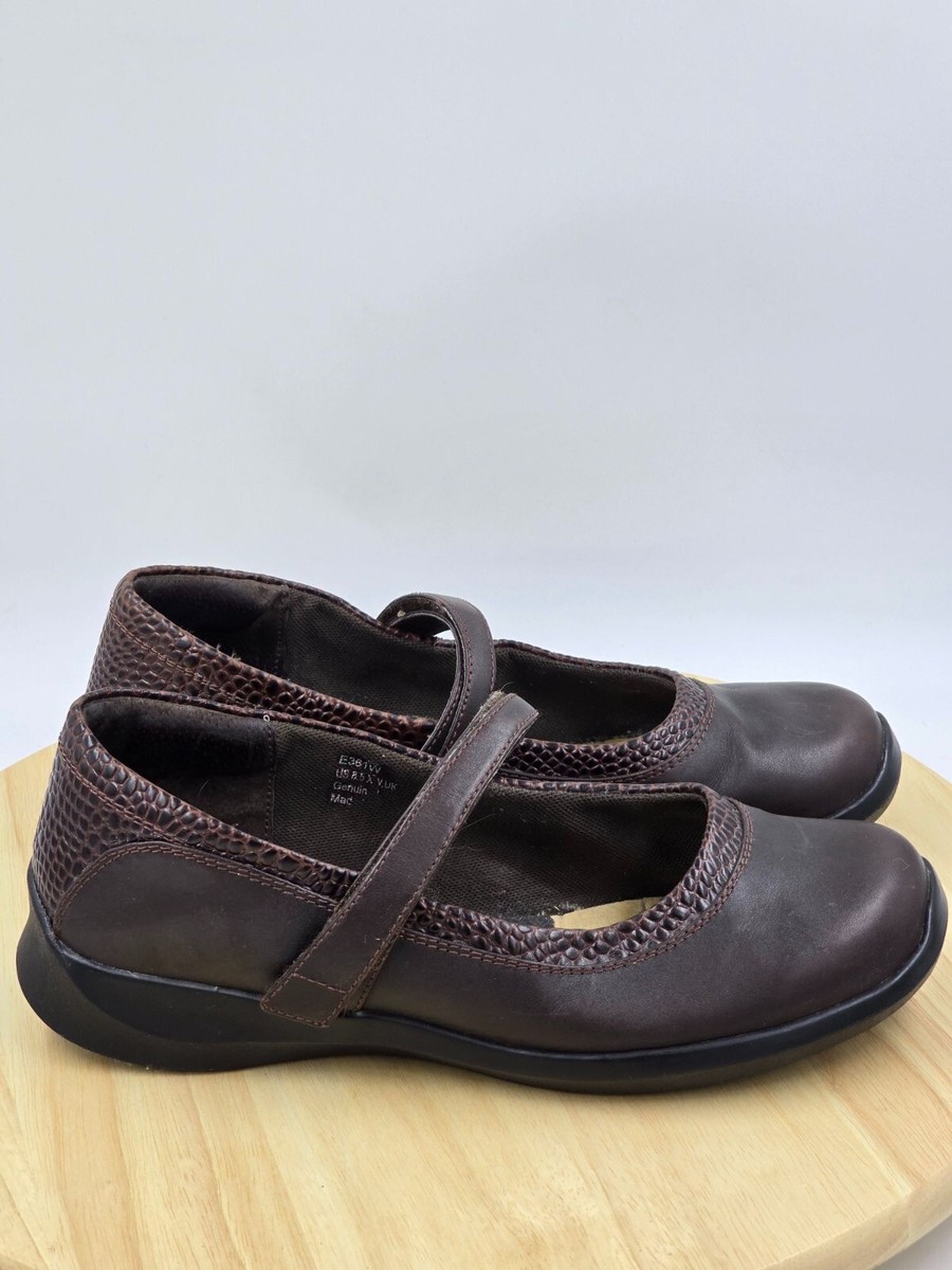 Aetrex Julia Textured Leather mary Jane Shoe Brown Womens Size (W) Wide