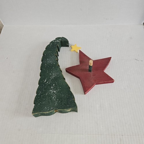 Volkskunst Weihnachten gebogener Baum bewaldet ca. 14" hoch löst sich von der Basis - Bild 4 von 4