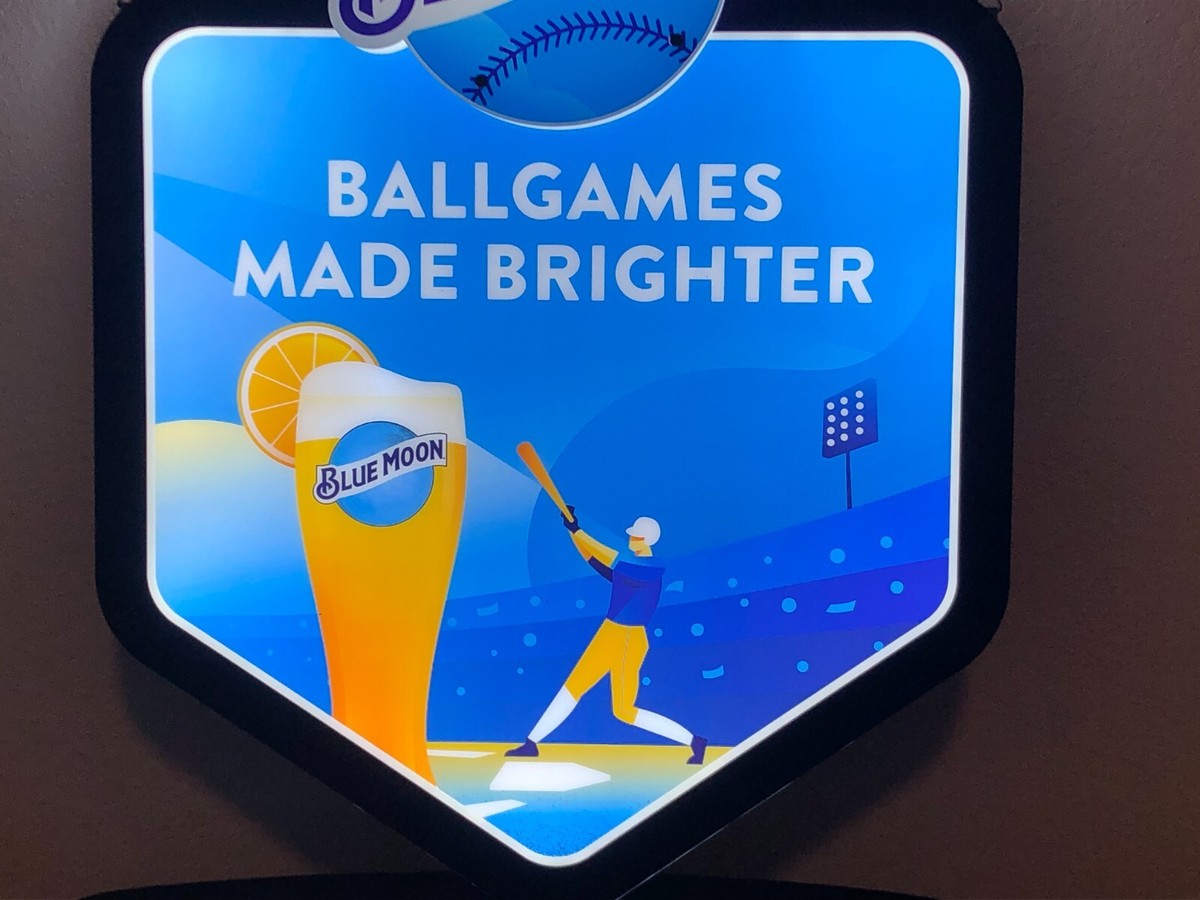 BLUE MOON BEER LED BASEBALL SIGN MAN CAVE GARAGE DECOR LIGHT