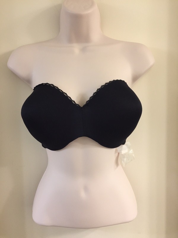 Lily Of France Black Convertible Strapless Underwire Push Up Bra 38D NWT