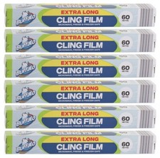 Buffalo Extra Long Cling Film 60m Microwave, Fridge & Freezer Safe 1, 3, 6 Rolls