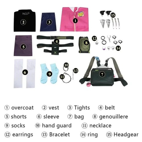 Game Valorant Agent Clove Complete Cosplay Costume Outfit Backpack Halloween - Picture 15 of 17