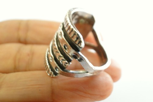 Plain Silver Stacked Style Tribe Motif No Stone 925 Sterling Ring 9 1/4 - Picture 3 of 4