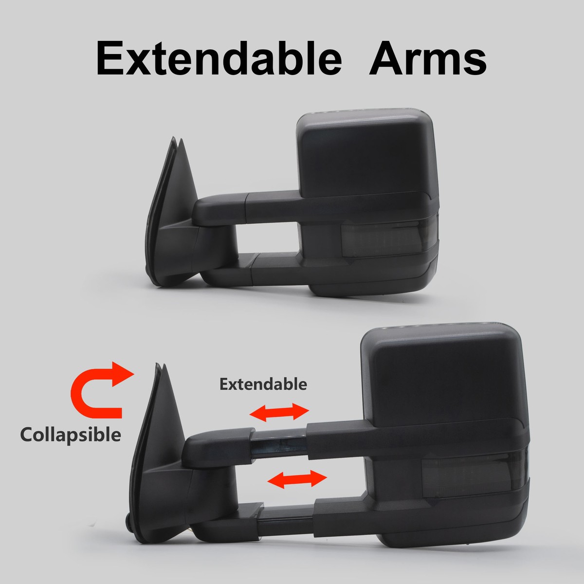 Pair Of Manual Extendable Towing Mirrors For 1999-2006 GMC Sierra 1500 2500 3500 - Black Finish 12 thumbnail image