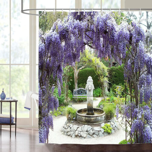 Waterproof Polyester Scenic Fabric Shower Curtain for Bathroom +12HOOKS - Foto 16 di 29