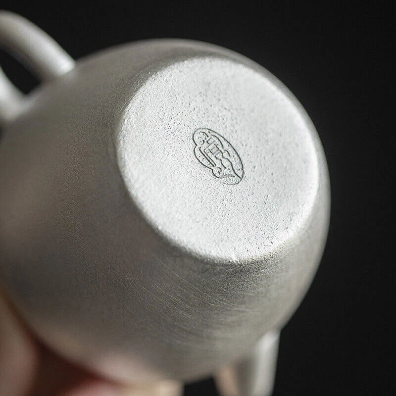 Pure Silver Tea Pot Ball Shaped Infuser Holes Sterling Silver Ceramic Pot 3.4oz - Image 3 of 4