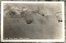 Snow Scene Valdez Alaska Deep Snow Real Photo Postcard RPPC B008