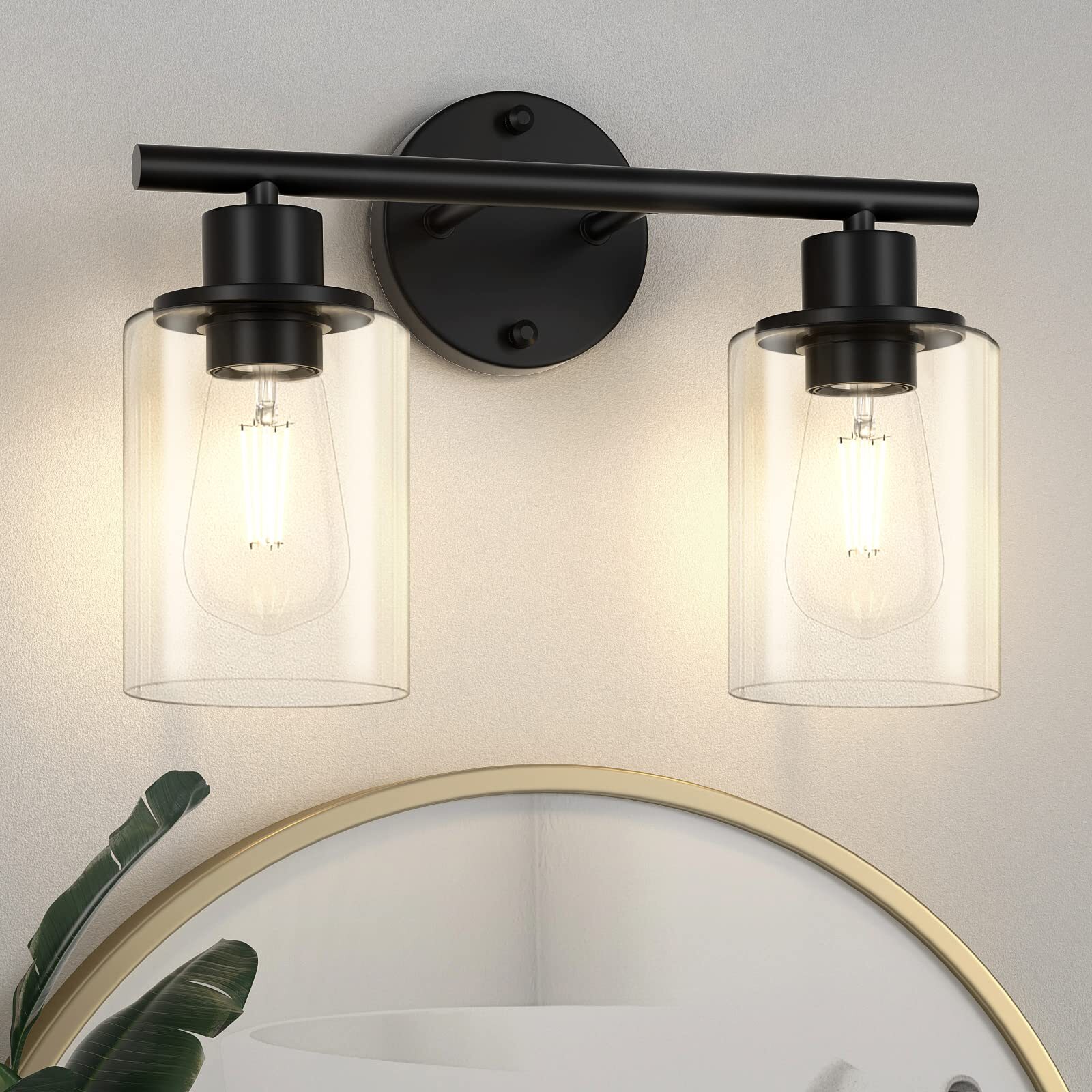 2-Light Bathroom Vanity Light Fixtures Modern Black Bathroom Vanity Lights Over