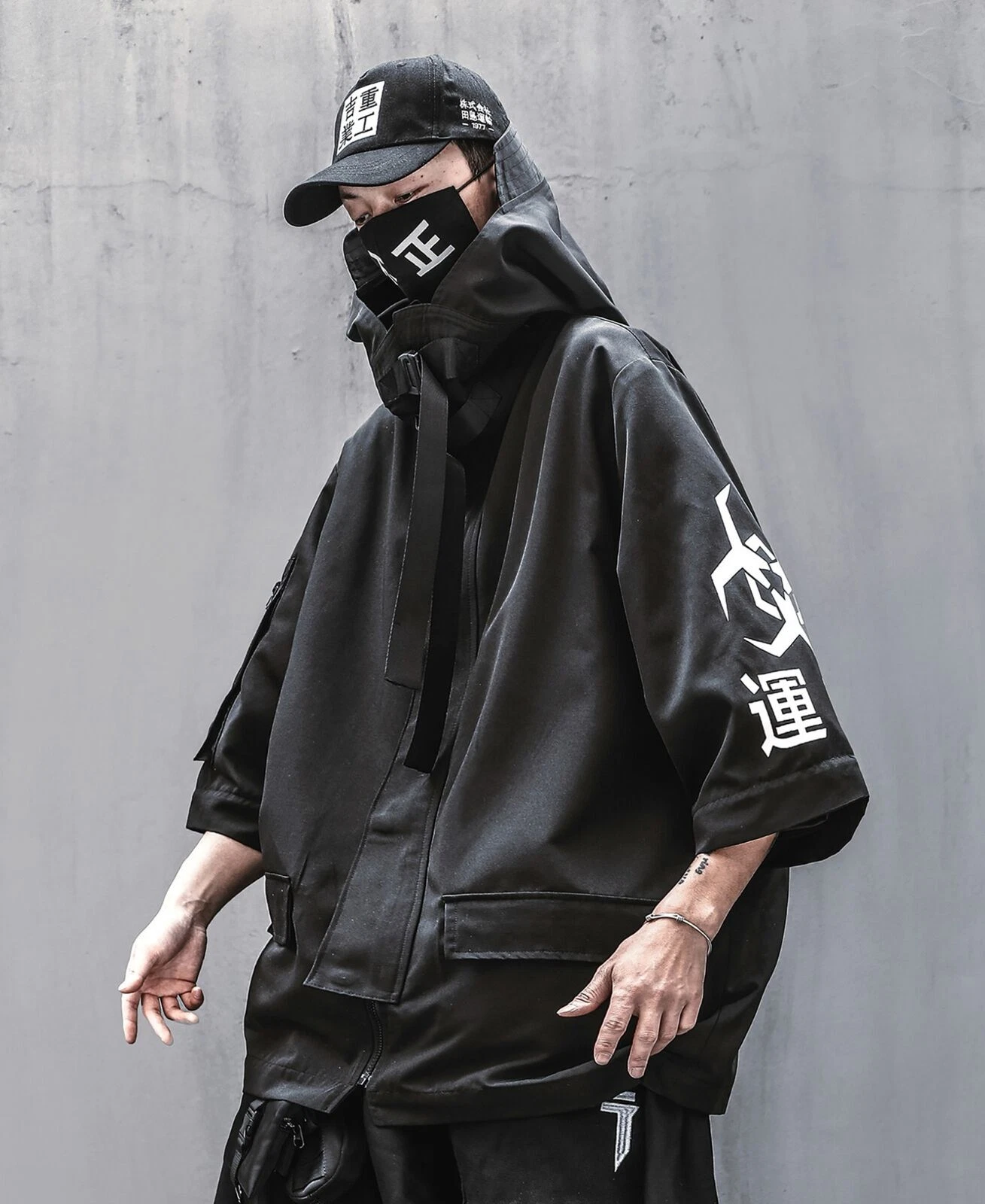 Niepce Techwear Atom Bomb Cyberpunk Windbreaker Urban Hip Hop Hooded Coat Jacket - product detail image 3