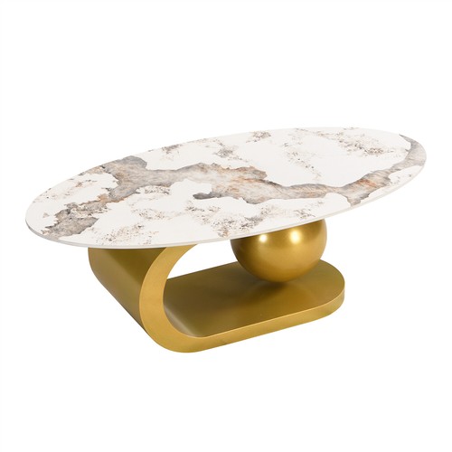 Modern Oval Coffee Table Center Cocktail Table Side End Table for Living Room - Picture 12 of 16