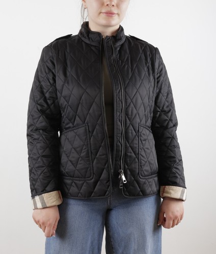 NWOT Women's Burberry Brit Size L Black Quilted Jacket Nova Check - Picture 5 of 14