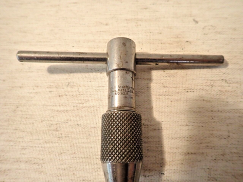 Vng L.S.Starrett 93B Square Tap Wrench T handle 7/32"-7/16" capacity made in USA - Picture 2 of 3