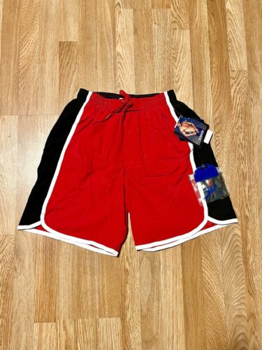 Vintage Speedo Badehose wasserdicht Taschenfutter Boardshorts rot schwarz Herren M