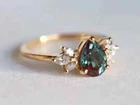 2Ct Pear Lab-Created Alexandrite Wedding Ring 14K Yellow Gold Plated