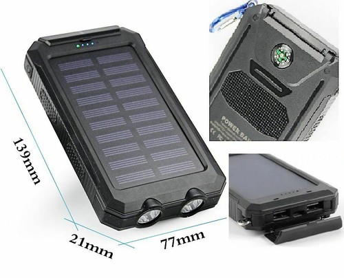 New 2021 Super 10000mAh USB Portable Charger Solar Power Bank For Phone - Picture 3 of 16