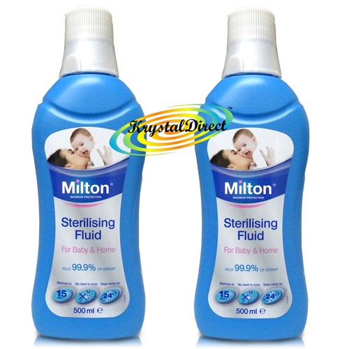 2x Milton Sterilising Fluid 500ml Sterilise Bottles Cold Sterilisation