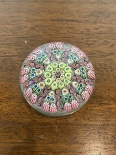 STUNNING VTG Perthshire Multicolored Millefiori Cane Art Glass Paperweight 2.5"W