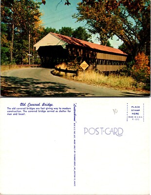 Old Covered Bridge Autumn Scene Wooden Structure Postcard
