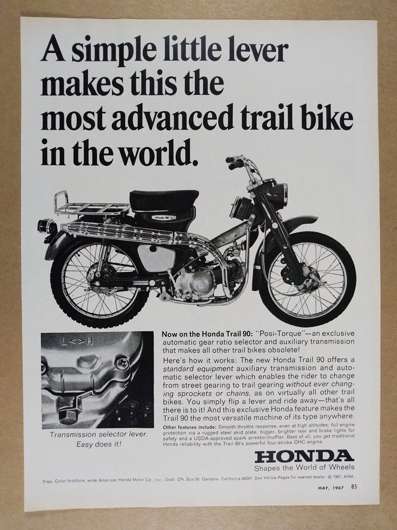 1967 Honda Trail 90 Motorcycle vintage print Ad eBay