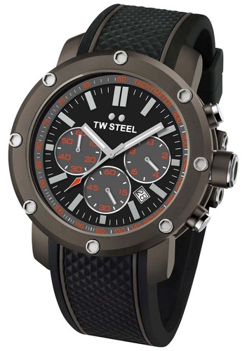 TW Steel Grandeur Tech Chrono Gray PVD Silicon Strap Date Quartz Mens Watch TS4 - Picture 2 of 5