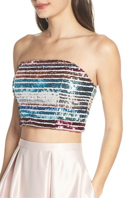 white sequin bandeau top