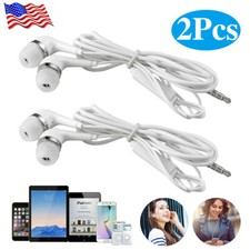 2 Pack 3.5mm In-Ear Earphone Headphones Earbud w/ Mic For Samsung Galaxy