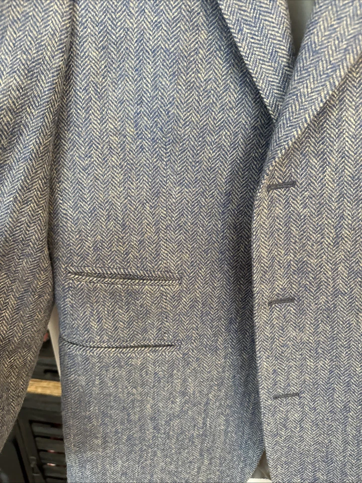 Blazer de lana azul para hombre Boglioli espiga chaqueta abrigo deportivo talla 52 (IT) R Foto 3 de 4