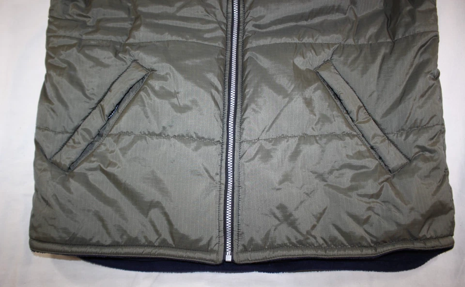 Vintage Quiksilver Vest Mens XL Reversible Puffer Nylon Fleece Jacket Green Blue - Image 3 of 4