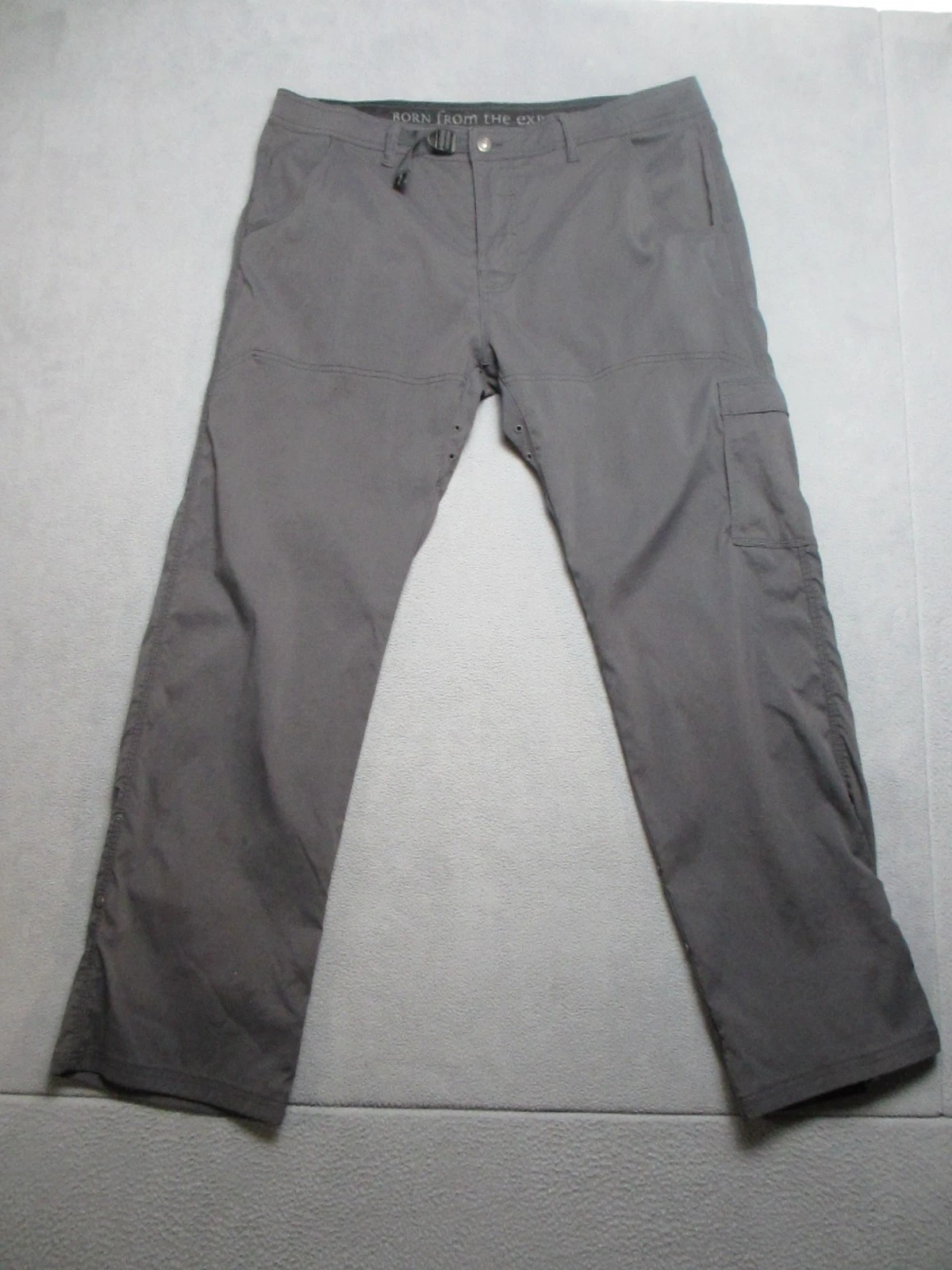 prAna Pants Mens 38x30 Gray Nylon Mid Rise Hiking Camping Cargo Pockets Outdoor