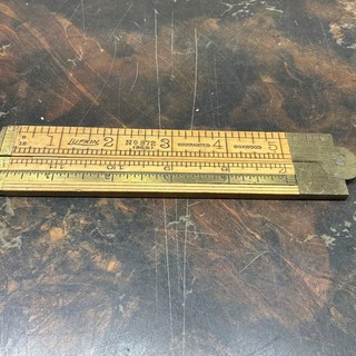 Antique Vtg Lufkin No 372 Wood Brass Folding Ruler Caliper Boxwood USA