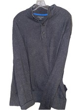 Banana Republic Men s Cotton Button Mock Neck Buttons Sweater Grayish blue large