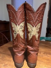 1970s Justin Butterfly Cowgirl Boots 6.5 C Snakeskin Inlay USA Made