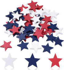 60 Pieces 4Th of July Wooden Stars 1.2 Inch Patriotic Star Ornaments for Crafts