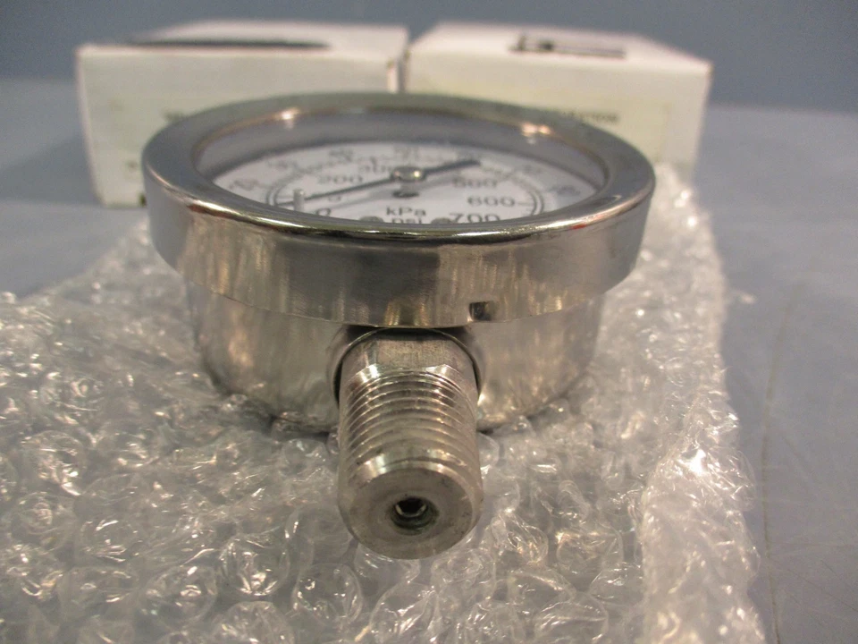 Lot of (2) Miljoco 2.5" Liquid Fillable Gauge P2598LZ05SS 0-100psi/kpa 1/4NPT LM - Image 3 of 4