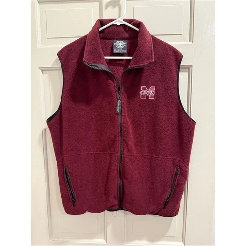 Charles River Fleece Vest Men XL Maroon Mississippi State MSU Logo - product listing photo