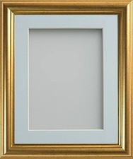 Frame Gold 12x10" for Picture 8x6" with Light Blue Mount - New unopened