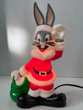 1997 Looney Tunes Santa Bugs Bunny Tabletop Light Up Blow Mold Christmas Decor