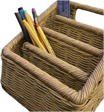 Sturdy Wicker Storage Basket with 3 Floating ...