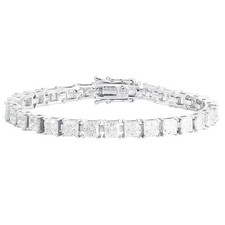 Full 4mm D Color Princess Cut Moissanite Tennis Bracelet 925 Sterling Silver GRA