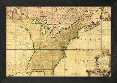 Map of Early America 1777 Framed Wall Art Poster Canvas Print Picture