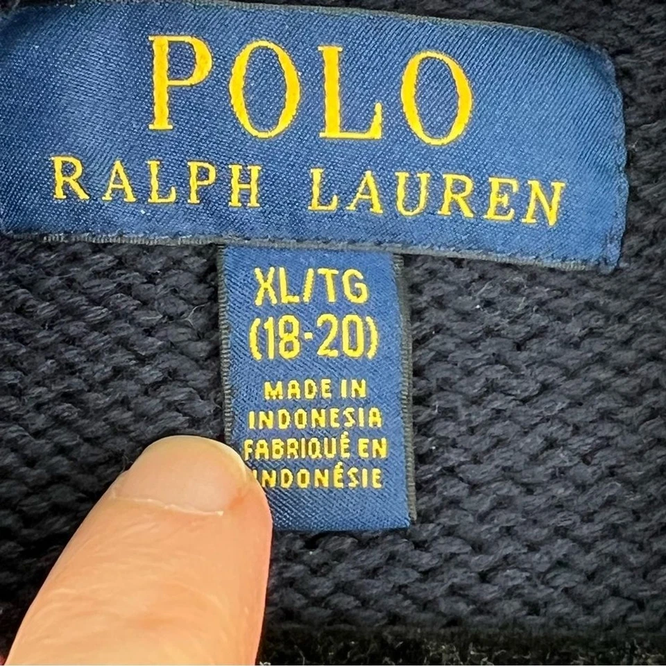 Polo Ralph Lauren Niños Cárdigan Tejido Cremallera Completa Suéter XL Azul Algodón Y2K Preppy Foto 2 de 4