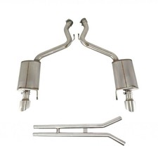 PASSIVES AUSPUFFSYSTEM + H-ROHR – SILBERNE ENDROHRE (MUSTANG 2015–2023 GT, V6)
